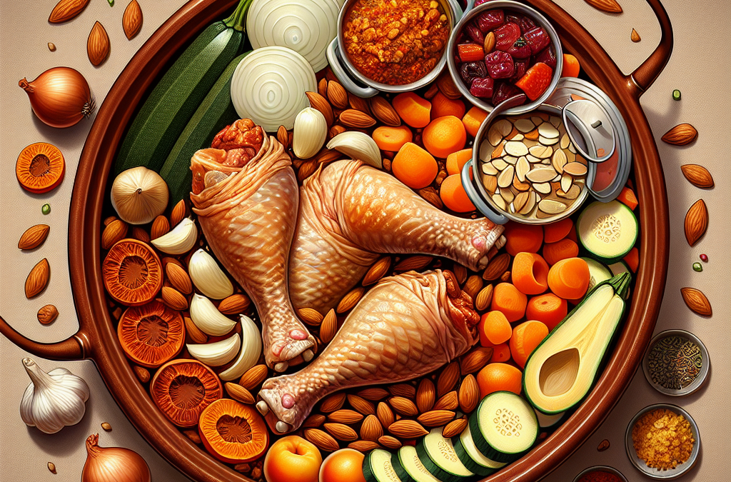 Tajine de Poulet aux Abricots et Amandes