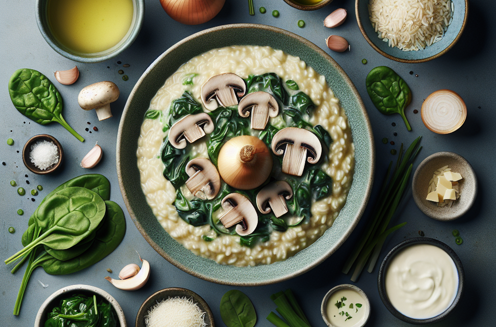 Risotto Crémeux aux Champignons et Épinards