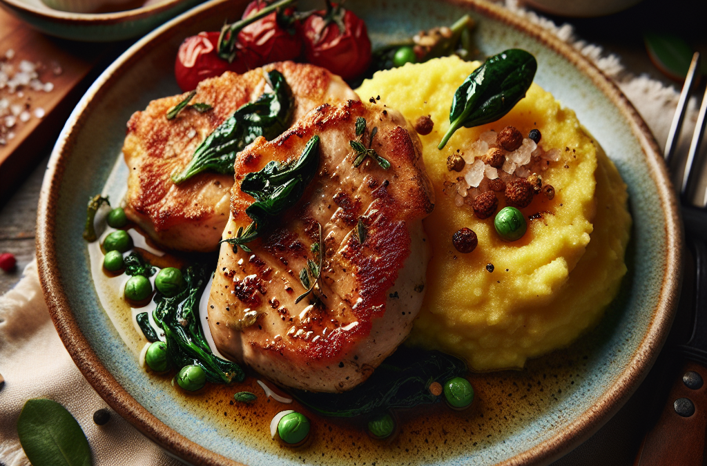 Escalopes de Dinde aux Épinards et Polenta croustillante