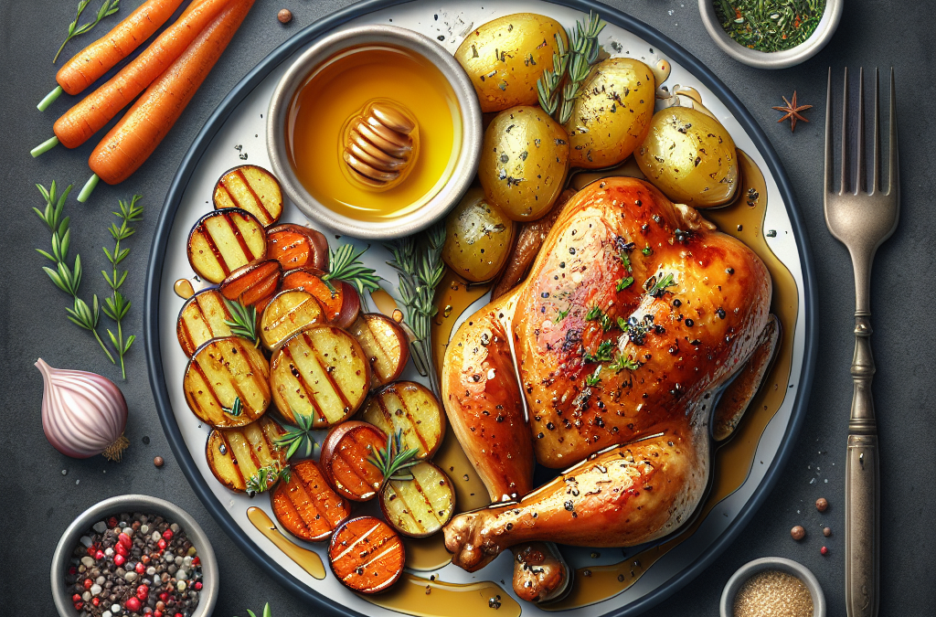 Poulet à la Moutarde et Miel avec Légumes Rôtis