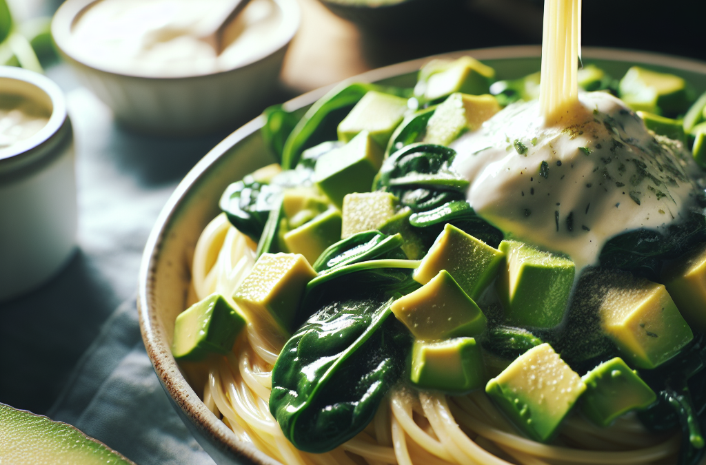 Spaghettis à l’Avocat Crémeux et aux Épinards